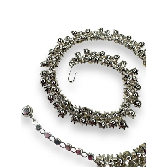Vintage Trifari Choker Necklace Multi-Color Crystals Hook Closure 13"-15" - Picture 7 of 11